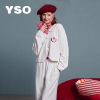yso【礼物系列】睡衣女仿德绒秋冬新款苹果设计娃娃领家居服套装D