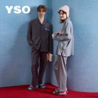 yso【酷猫系列】睡衣女春秋全棉情侣套装长袖可外穿家居服休闲感A