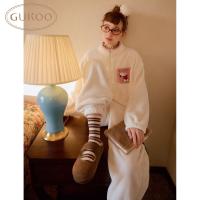 Gukoo/果壳睡衣女冬季毛绒保暖新款史努比联名女士家居服套装D