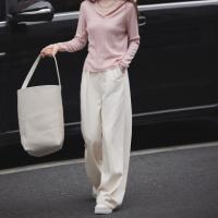 【纯色简搭】秋季极简风高腰百搭阔直筒牛仔裤长裤