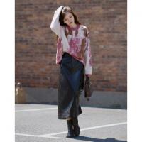 【粉黛映画】2025冬甜美提花圆领线衫舒适柔软含绵羊毛针织衫女上衣