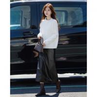 【淡人职场】2025冬设计感不规则领拼接线衫慵懒风舒适针织衫女上衣