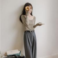 【针织两件套】秋季复古优雅不对称袖口线衫披肩高领罩衫女针织衫
