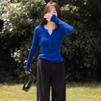 【杂志感通勤】秋季气质半开襟圆领线衫舒适含绵羊毛针织衫女上衣