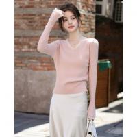 【蕾丝花边】秋季温柔风喇叭袖V领线衫气质舒适遮肉针织衫女上衣