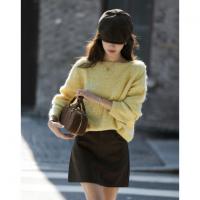 【含蓬松绵羊毛】秋季气质亮片圆领线衫慵懒软糯遮肉针织衫女上衣