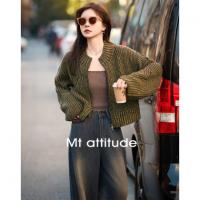 【显白】秋季重工设计 粗针小众设计针织开衫短外套