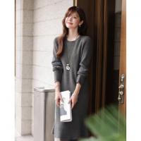 【智暖格调】2025冬慵懒风圆领鱼尾裙柔软舒适气质针织连衣裙女长款