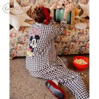 Gukoo/果壳睡衣冬季毛绒保暖新款迪士尼联名格子女士家居服套装D