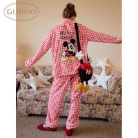 Gukoo/果壳睡衣冬季毛绒保暖新款迪士尼联名格子女士家居服套装D
