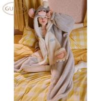 Gukoo/果壳睡袍女冬季毛绒保暖新款料理鼠王联名女士家居服睡袍D