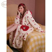 Gukoo/果壳睡袍女冬季珊瑚绒保暖新款迪士尼联名波点家居服睡袍D