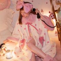 Gukoo/果壳睡袍冬季迪士尼联名新款毛绒保暖甜美女士家居服睡袍D