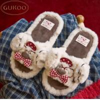 Gukoo/果壳拖鞋女冬季原创bubble小狗毛绒拖2025新款保暖女士居家棉拖鞋