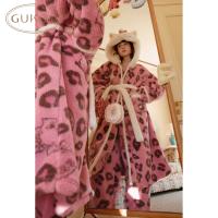 Gukoo/果壳睡衣冬季迪士尼联名新款毛绒豹纹保暖女士家居服套装D