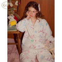 Gukoo/果壳睡衣女冬季毛绒保暖新款迪士尼联名女士家居服套装D