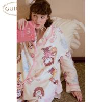 Gukoo/果壳睡衣冬季毛绒保暖新款史努比联名可爱女士家居服套装D