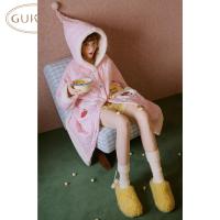 Gukoo/果壳睡袍冬季迪士尼联名新款格子夹棉可爱女士家居服睡袍D