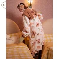 Gukoo/果壳睡裙冬季珊瑚绒保暖新款可爱大鼻子狗女士家居服睡裙D