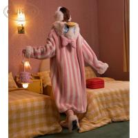 Gukoo/果壳睡袍女冬季迪士尼联名新款珊瑚绒保暖女士家居服睡袍D