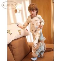 Gukoo/果壳睡衣儿童春秋款小恐龙印花新款可爱男童家居服套装A