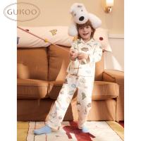 Gukoo/果壳睡衣儿童春秋款小恐龙印花新款可爱男童家居服套装A