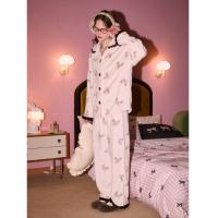 【国风系列】珊瑚绒睡衣女秋冬厚款复古风蝴蝶满印高级感居家套装