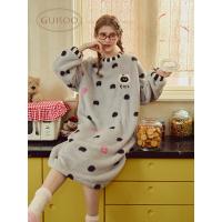 Gukoo/果壳睡裙圆领冬季加厚舒适卡通珊瑚绒宽松睡衣可外穿