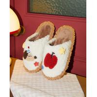 【红运系列-苹安新年】情侣拖鞋女秋冬居家结婚红品本命年毛拖鞋