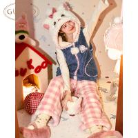 Gukoo/果壳冬季迪士尼玛丽猫卡通联名马甲连帽加厚家居服套装