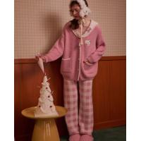 Gukoo/果壳睡衣女冬季mikko联名新款半边绒保暖女士家居服套装D