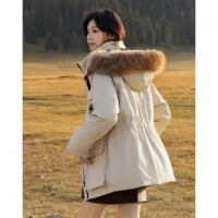 德玛纳【双旦三防系列】冬季90鹅绒可脱卸连帽毛领工装中长女式羽绒服G540421130015