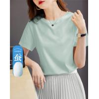 德玛纳【含桑蚕丝面膜T】夏季多巴胺多色轻薄短袖小个子气质女式t恤G538220121906