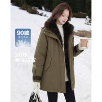 德玛纳【可脱卸胎羊毛领】冬季气质通勤90鸭绒保暖宽松羽绒服女高级感G541421146203